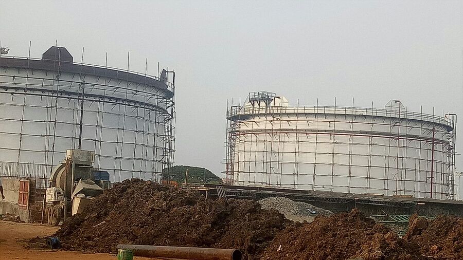 Storage tanks under construction